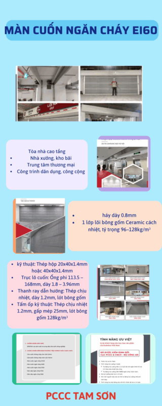 Màn cuốn ngăn cháy EI60 có khả năng chịu lửa, cách nhiệt tối đa lên đến 60 phút 